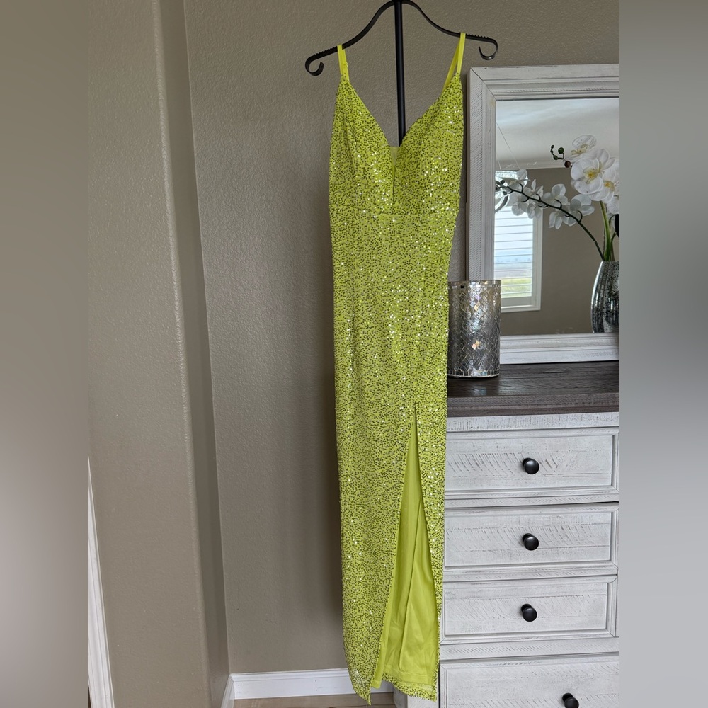 Bella Amore Neon Green Sequin Mini Dress